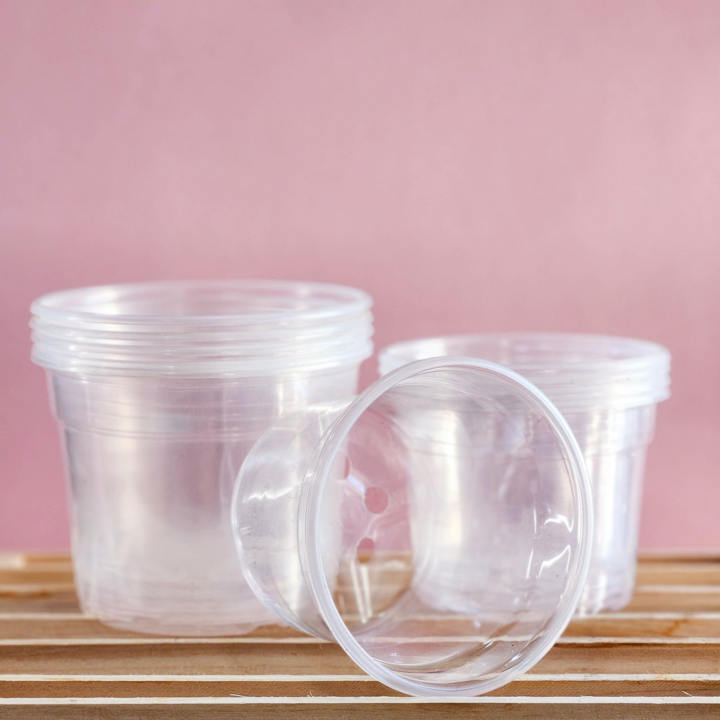 Macetero plástico transparente delgado (vivero)